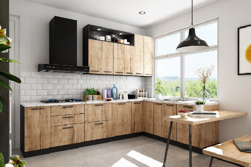 Kutchina L-shaped kitchen with cypress wood finish