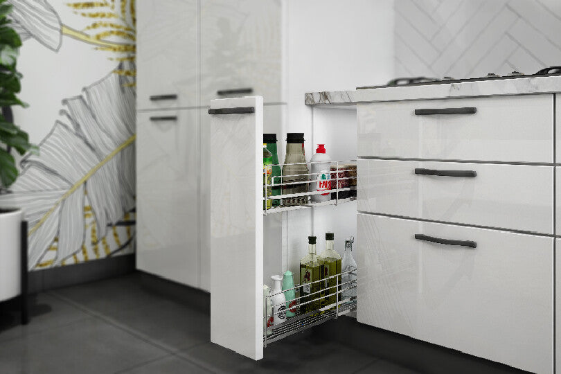 Kutchina Straight kitchen with pure white and herringbone dado tiles