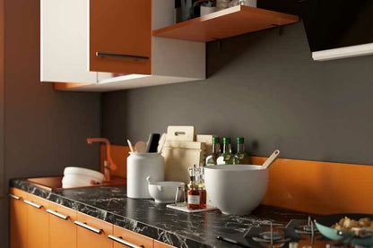 Kutchina Compact straight kitchen with rusty orange finish
